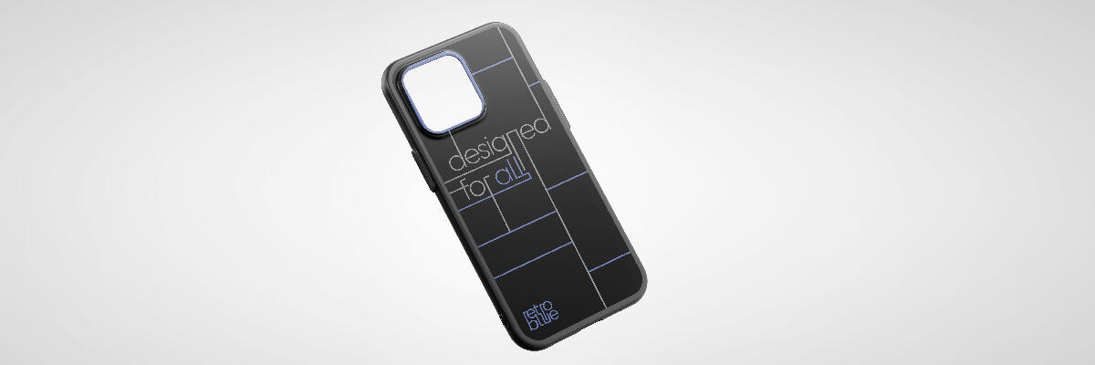 Logo and Identity Design assignment - "retro blue" Phone Case Mockup [~2025] - Adobe Illustrator, Photoshop
