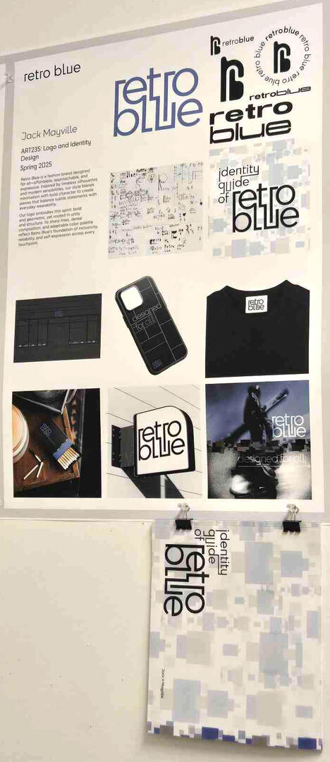 Logo and Identity Design assignment - "retro blue" Design Overview [~2025] - Adobe Illustrator, Photoshop, InDesign