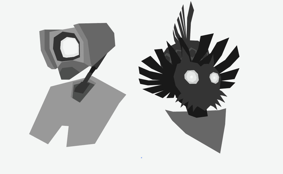 Practice art of V1 (ULTRAKILL) and Skull Kid + Majora's Mask (The Legend of Zelda: Majora's Mask) - Not my characters, just fanart. [~2025] - Adobe Illustrator